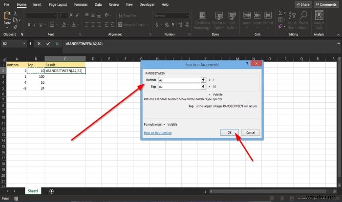 Cách sử dụng hàm RANDBETWEEN trong Excel 