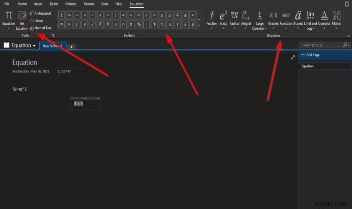 Cách chèn Phương trình và Biểu tượng vào một trang trong OneNote