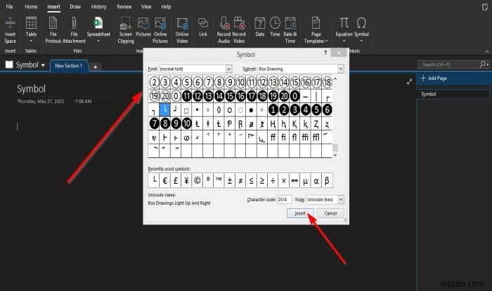 Cách chèn Phương trình và Biểu tượng vào một trang trong OneNote