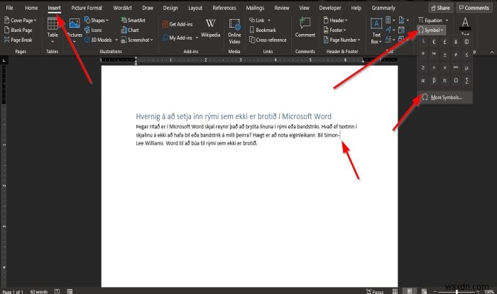 Cách chèn khoảng trắng không ngắt trong Microsoft Word 