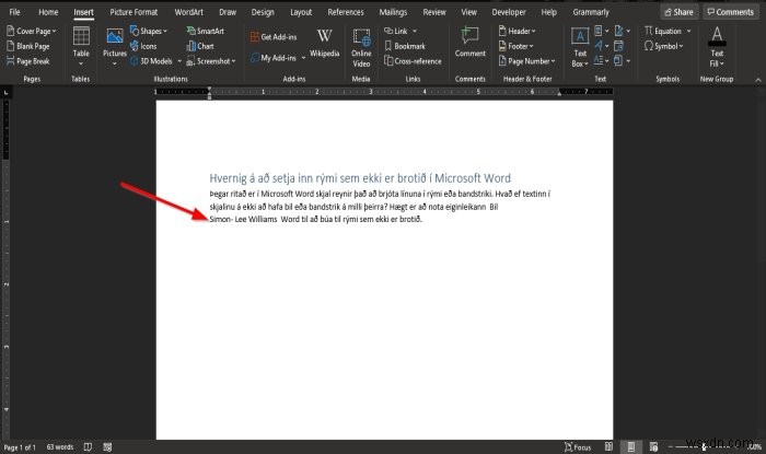 Cách chèn khoảng trắng không ngắt trong Microsoft Word 