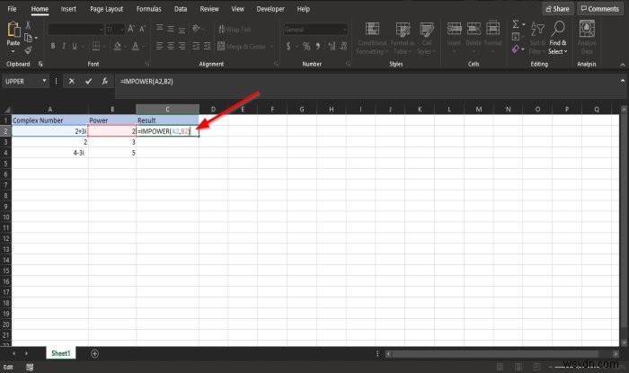 Cách sử dụng hàm IMPOWER trong Microsoft Excel 