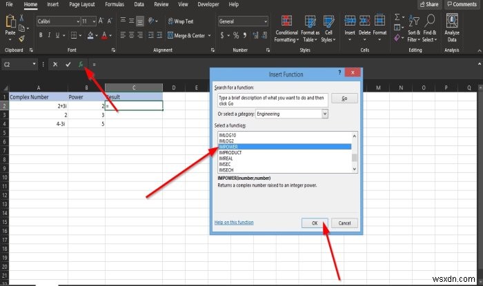 Cách sử dụng hàm IMPOWER trong Microsoft Excel 