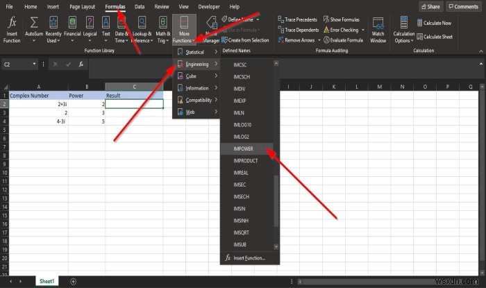 Cách sử dụng hàm IMPOWER trong Microsoft Excel 