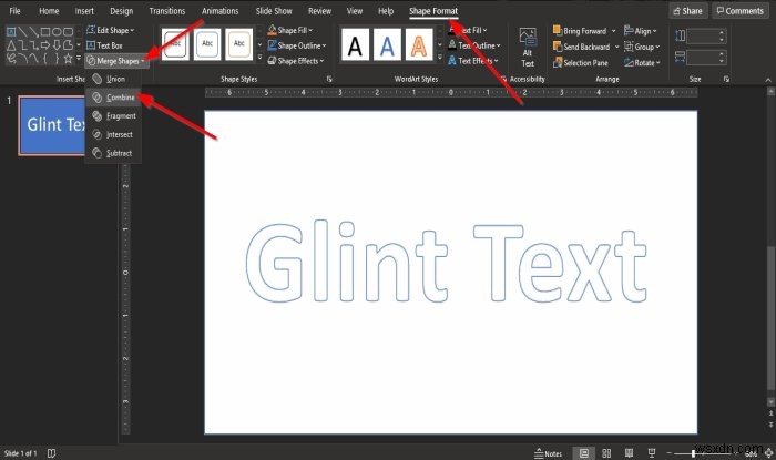 Cách tạo hoạt ảnh Glint hoặc Sparkle Text trong PowerPoint 