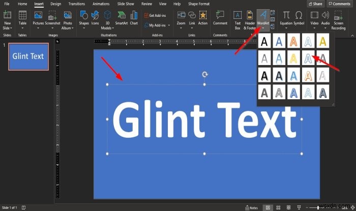 Cách tạo hoạt ảnh Glint hoặc Sparkle Text trong PowerPoint 