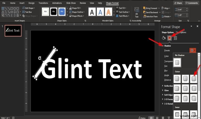 Cách tạo hoạt ảnh Glint hoặc Sparkle Text trong PowerPoint 