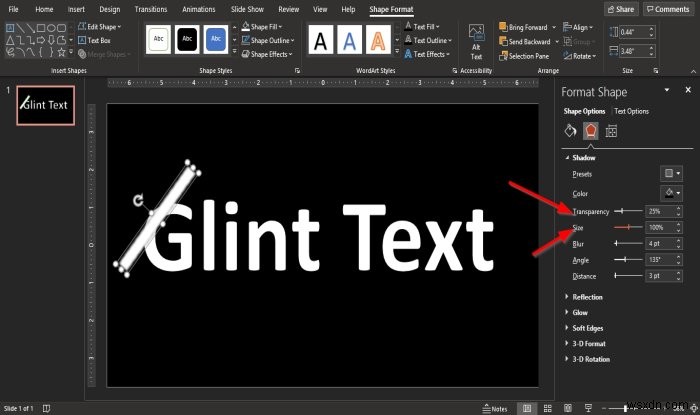 Cách tạo hoạt ảnh Glint hoặc Sparkle Text trong PowerPoint 