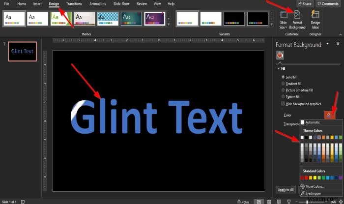 Cách tạo hoạt ảnh Glint hoặc Sparkle Text trong PowerPoint 