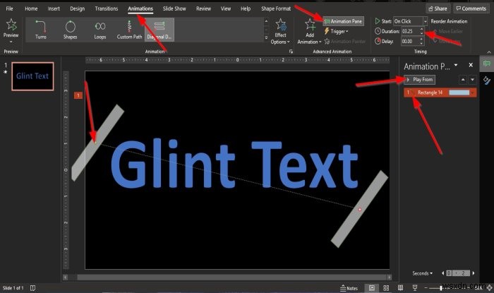 Cách tạo hoạt ảnh Glint hoặc Sparkle Text trong PowerPoint 