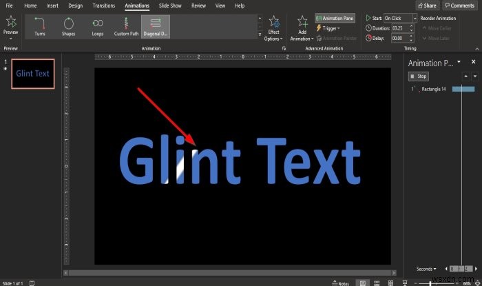 Cách tạo hoạt ảnh Glint hoặc Sparkle Text trong PowerPoint 