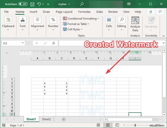 Cách thêm hình mờ trong Microsoft Excel 