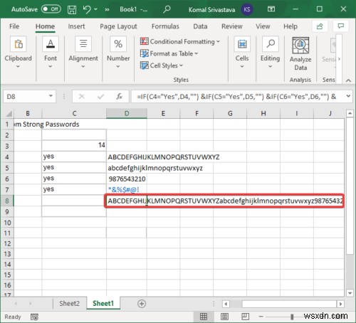 Cách tạo mật khẩu mạnh ngẫu nhiên trong Microsoft Excel 