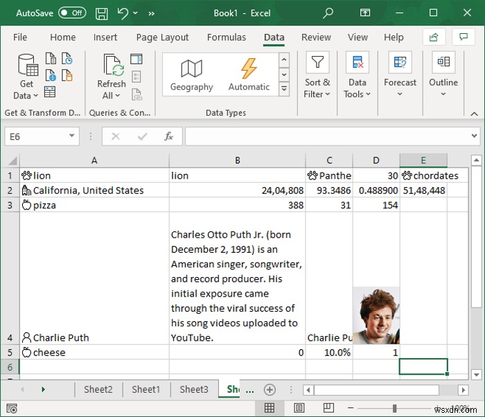 Cách sử dụng tính năng Kiểu dữ liệu tự động trong Microsoft Excel 