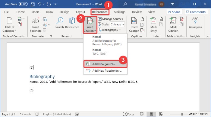 Cách chèn Trích dẫn &Tham chiếu trong Microsoft Word 