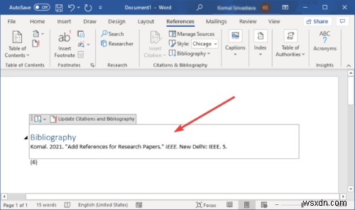 Cách chèn Trích dẫn &Tham chiếu trong Microsoft Word 