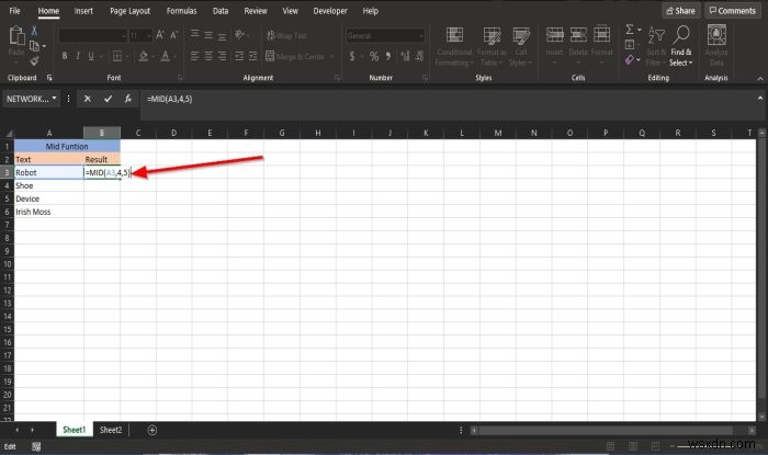 Cách sử dụng hàm MID và MIDB trong Microsoft Excel 