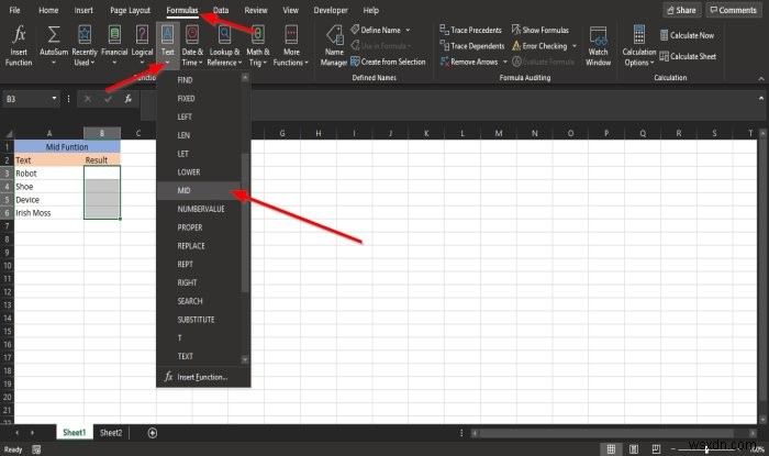 Cách sử dụng hàm MID và MIDB trong Microsoft Excel 