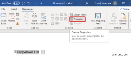 Cách tạo Danh sách thả xuống trong Microsoft Word 