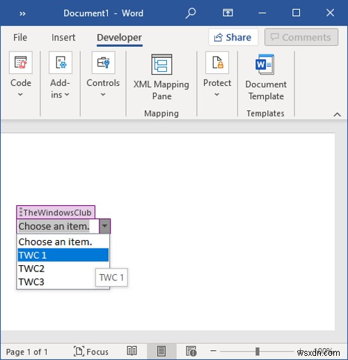 Cách tạo Danh sách thả xuống trong Microsoft Word 