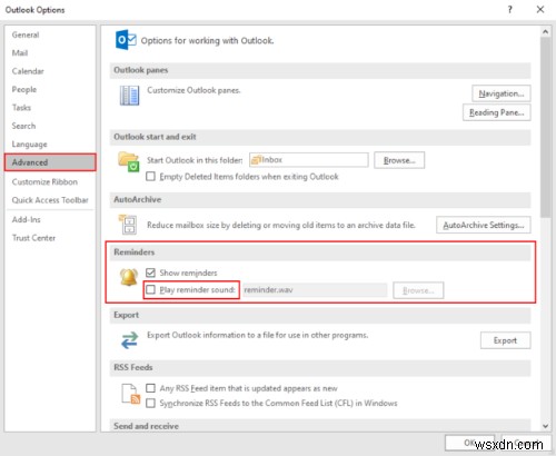 Cách Bật và Tắt Hiệu ứng Âm thanh trong ứng dụng Outlook trên Windows 10 