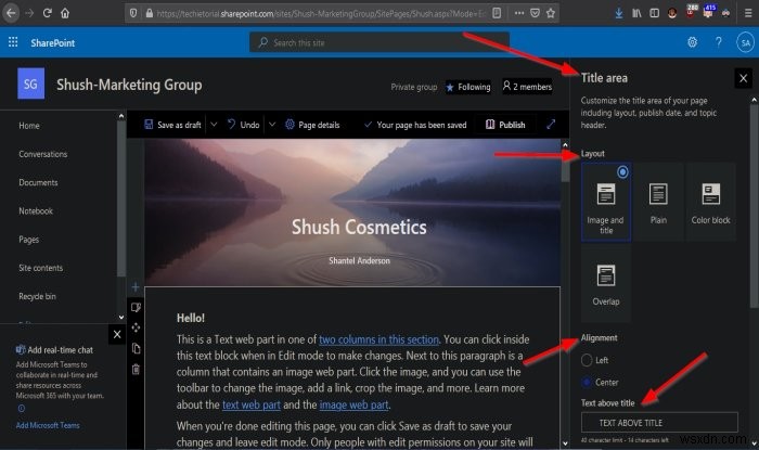 Cách tạo một Trang cho trang SharePoint của bạn 