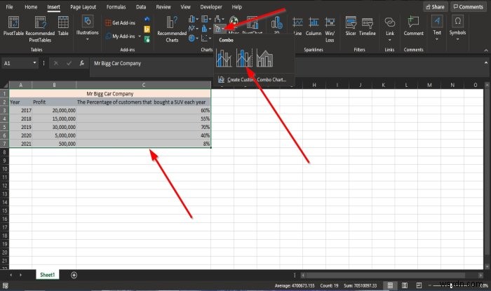 Cách tạo Biểu đồ Kết hợp trong Microsoft Excel 