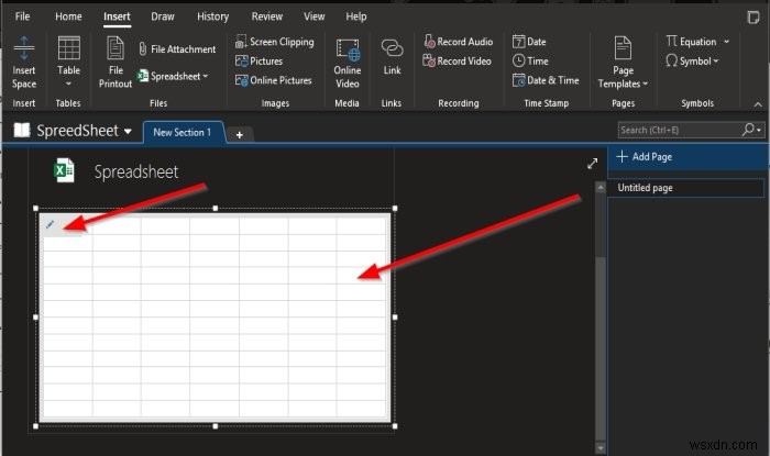 Cách chèn bảng tính Excel trong OneNote 