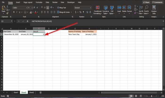 Cách sử dụng hàm NETWORKDAYS trong Excel 