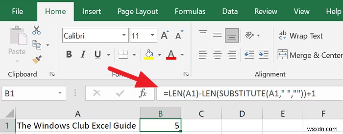 Cách đếm từ trong Microsoft Excel 