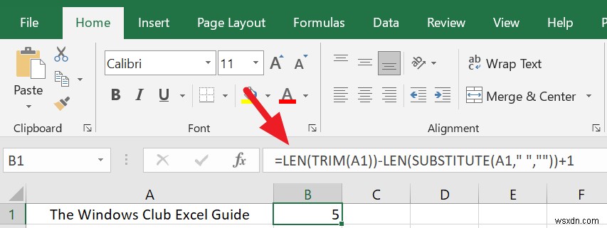 Cách đếm từ trong Microsoft Excel 