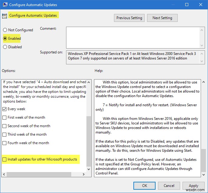 Cách cập nhật các sản phẩm khác của Microsoft bằng Windows Update 