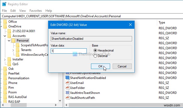 Cách tắt Thông báo Tệp Chia sẻ OneDrive trên Windows 11/10 