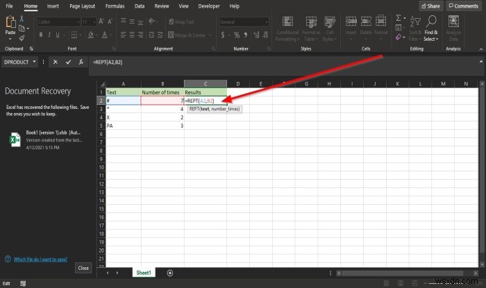 Cách sử dụng hàm REPT trong Microsoft Excel 