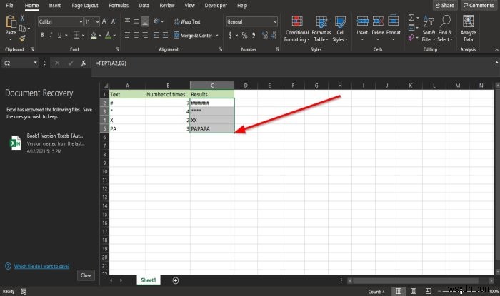 Cách sử dụng hàm REPT trong Microsoft Excel 