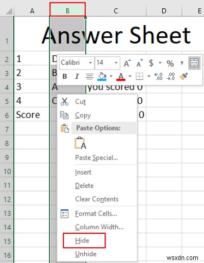 Cách tạo một bài kiểm tra tự động trong Microsoft Excel 