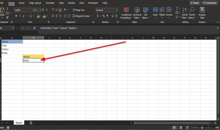 Cách sử dụng hàm CHOOSE trong Microsoft Excel 