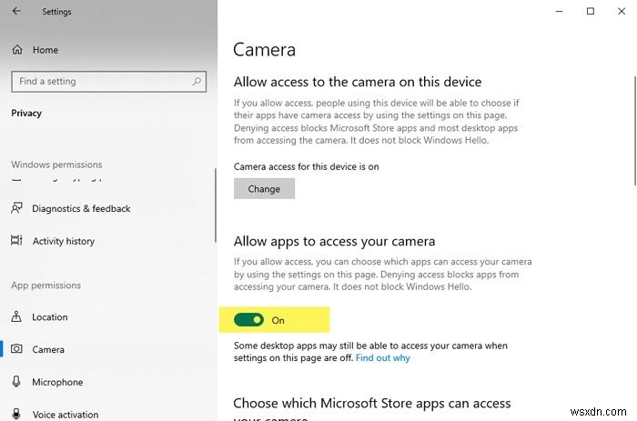 Máy ảnh của Microsoft Teams chuyển sang màu xám hoặc không hoạt động 