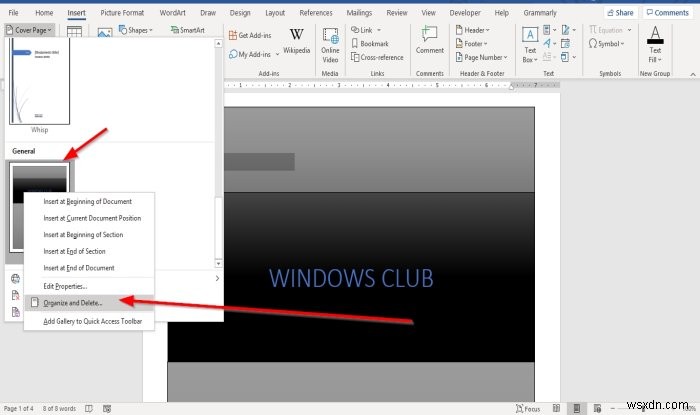 Cách chèn Trang bìa tùy chỉnh trong Microsoft Word 