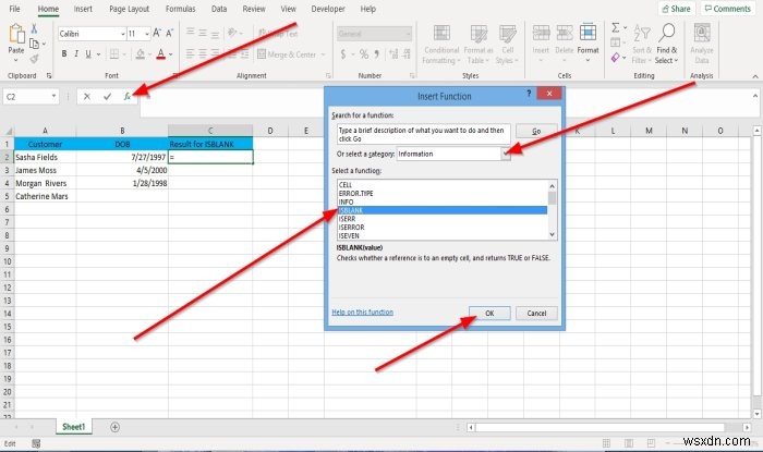 Cách sử dụng hàm ISBLANK trong Microsoft Excel 