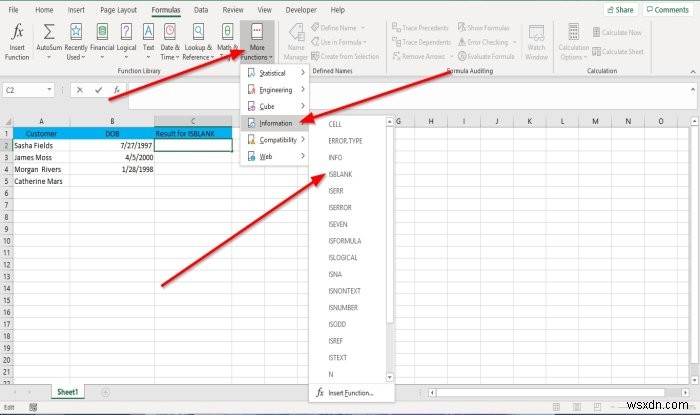 Cách sử dụng hàm ISBLANK trong Microsoft Excel 