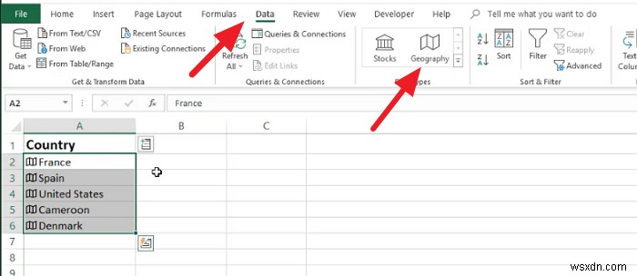 Cách sử dụng tính năng Dữ liệu Địa lý trong Microsoft Excel 