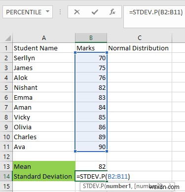 Cách tạo Đường cong hình chuông trong Microsoft Excel 