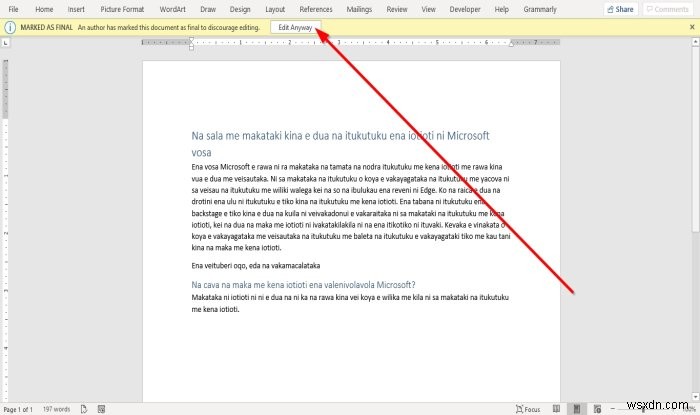 Cách đánh dấu tài liệu là cuối cùng trong Microsoft Word 