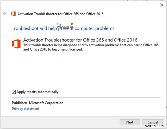 Trình gỡ rối kích hoạt Microsoft Office cho Office 2021 &Office 365 