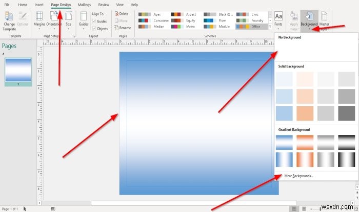 Cách tạo và thêm nền trong Microsoft Publisher 