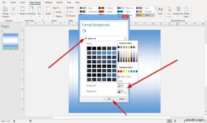 Cách tạo và thêm nền trong Microsoft Publisher 