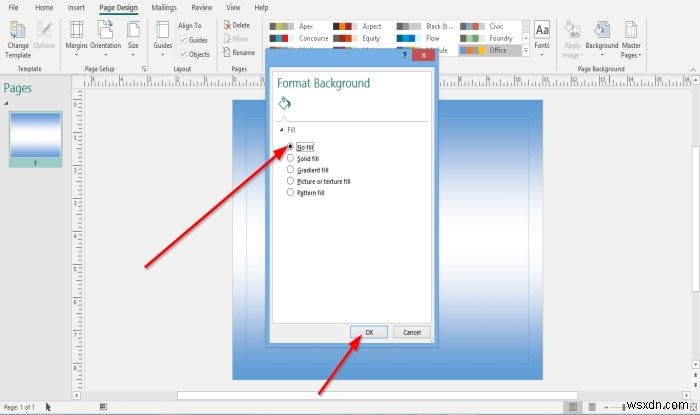 Cách tạo và thêm nền trong Microsoft Publisher 