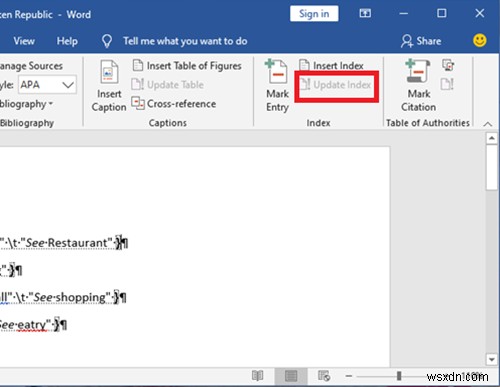 Cách tạo Chỉ mục trong Microsoft Word 