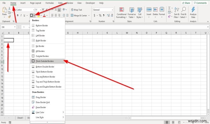 Cách thêm hoặc xóa Đường viền cho Ô trong Microsoft Excel 